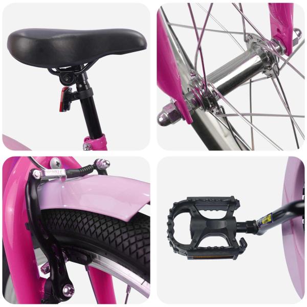 ARDEBO.de - Kinderfahrrad 20 Zoll für 6-11 Jahre alt Dunkelrosa
