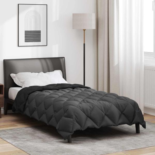 ARDEBO.de - Winterbettdecke 135 x 220 cm 450 g/m² Schwarz und Anthrazit