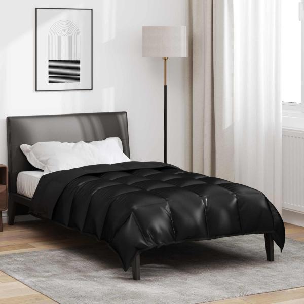 ARDEBO.de - Winterbettdecke Schwarz 200 x 140 cm Satin und Mikrofaser