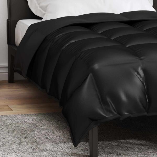 Winterbettdecke Schwarz 220 x 135 cm Satin und Mikrofaser