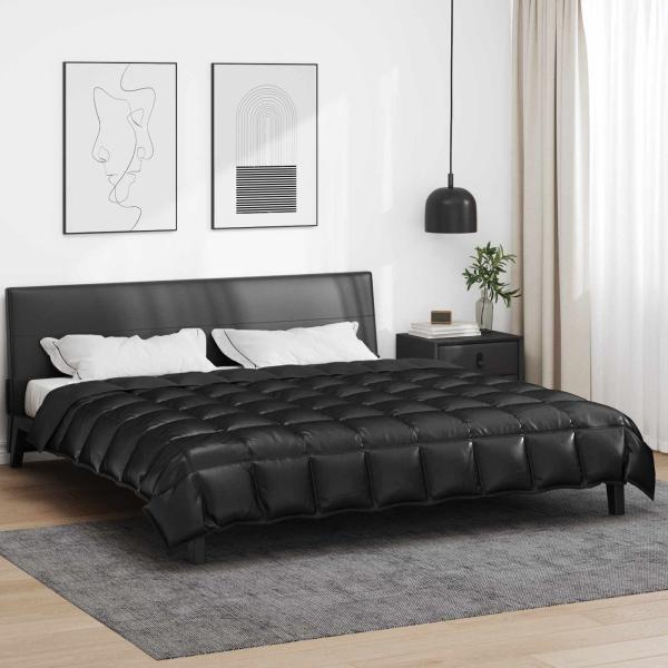 ARDEBO.de - Winterbettdecke Schwarz 220 x 200 cm Satin und Mikrofaser