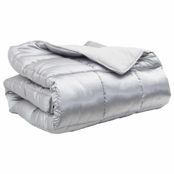 ARDEBO.de - Winterbettdecke Silber 220 x 200 cm Satin und Mikrofaser
