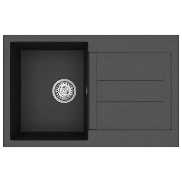 Waschbecken Schwarz 780 x 500 mm 80% Quarz und 20% Harz