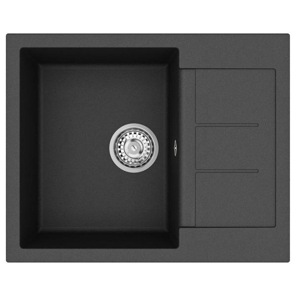 Waschbecken Schwarz 620 x 500 mm 80% Quarz und 20% Harz