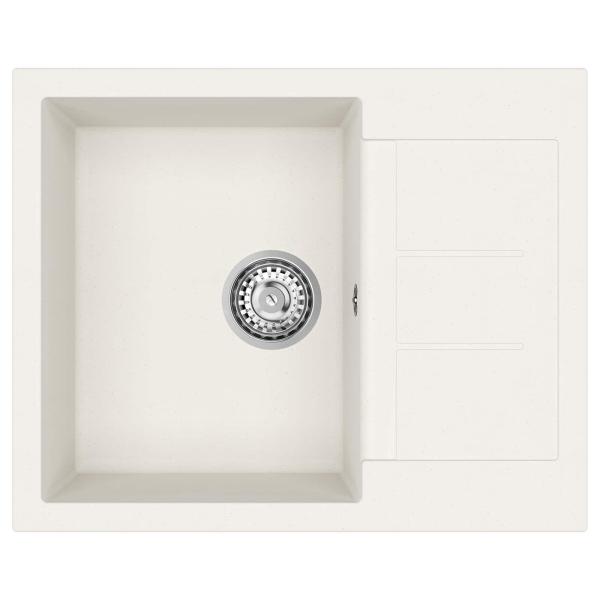 Waschbecken Weiß 620 x 500 mm 80% Quarz und 20% Harz