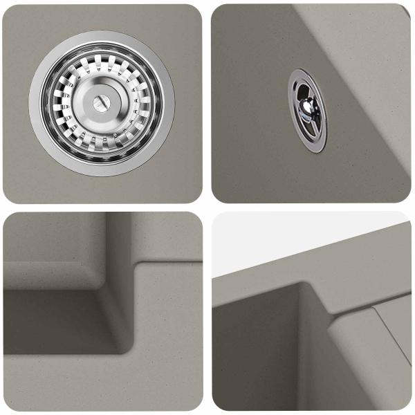 Waschbecken Grau 780 x 500 mm 80% Quarz und 20% Harz