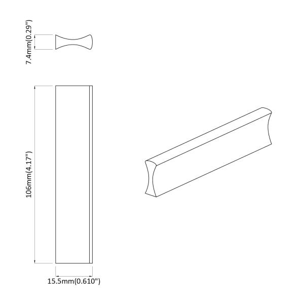 Griff 973 pcs Schwarz 106 x 7,4 x 15,5 mm Aluminium