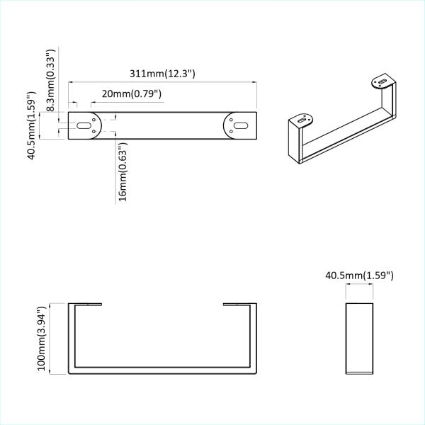 Möbelbeine 2 pcs Schwarz 31,1 x 4 x 10 mm Eisen
