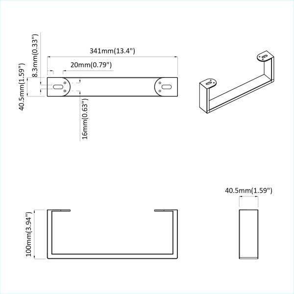 Möbelbeine 2 pcs Schwarz 34,1 x 4 x 10 mm Eisen