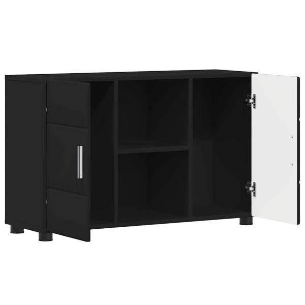 Sideboard mit Regal Schwarz 88,5 x 30,5 x 55,5 cm Holzwerkstoff