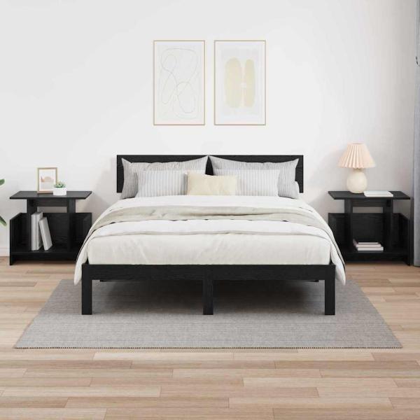 TV-Ständer 2 pcs Schwarz Eichen-Optik 50 x 35 x 45 cm