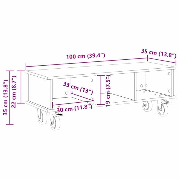 TV-Ständer Beton Grau 100 x 35 x 35 cm Holzwerkstoff