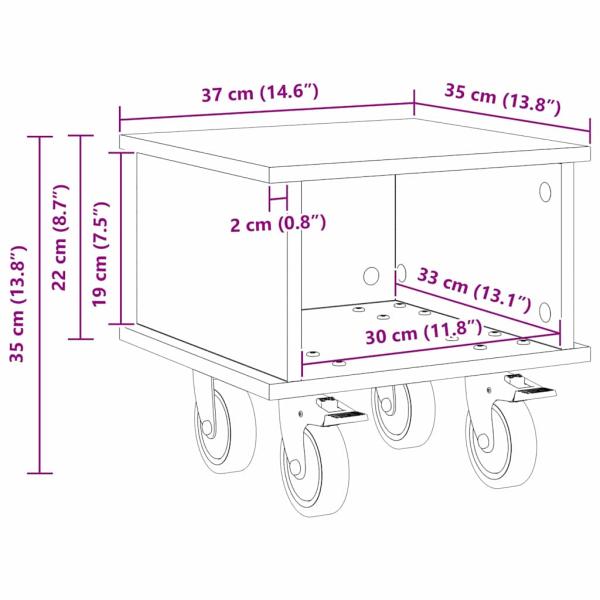 TV-Ständer Schwarz Eichen-Optik 37 x 35 x 35 cm Holzwerkstoff