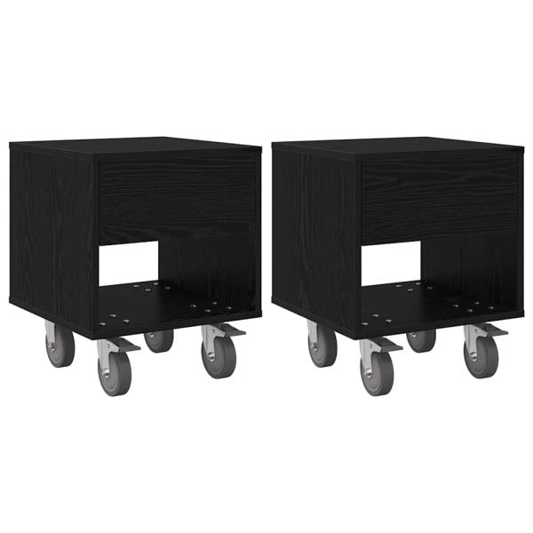 Nachttisch 2 pcs Schwarz Eichen-Optik 40,5 x 40 x 48 cm