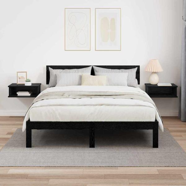 ARDEBO.de - Nachttisch 2 pcs Schwarz Eichen-Optik 40 x 31 x 15 cm