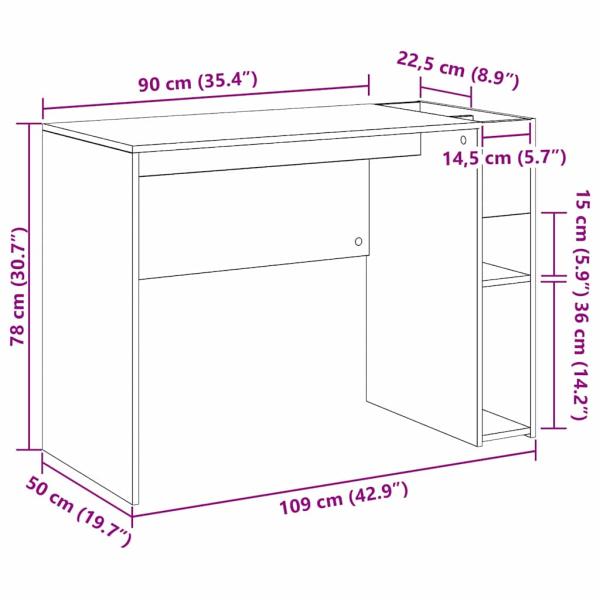 Schreibtisch Geräucherte Eiche 109 x 50 x 78 cm Holzwerkstoff