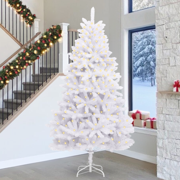Künstlicher Weihnachtsbaum Weiß 300 cm PVC und Metall
