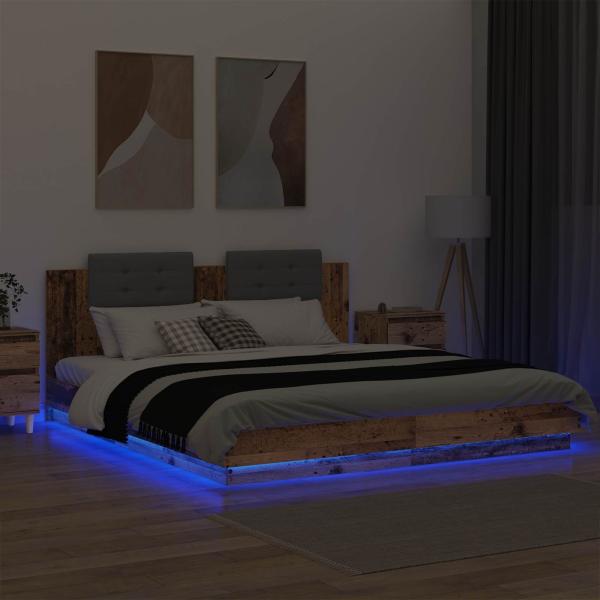 Bettgestell mit Kopfteil Altholz 180 x 200 cm Holzwerkstoff