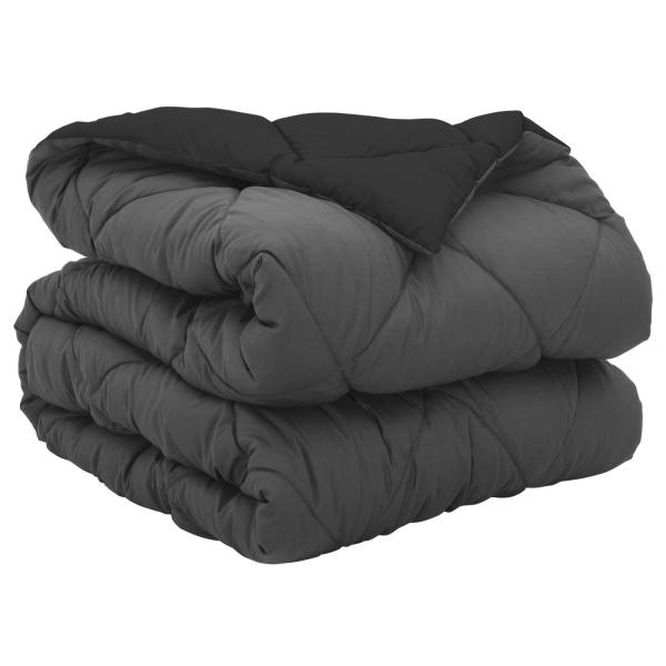 ARDEBO.de - Ganzjahresbettdecke Schwarz und Anthrazit 220 x 135 cm