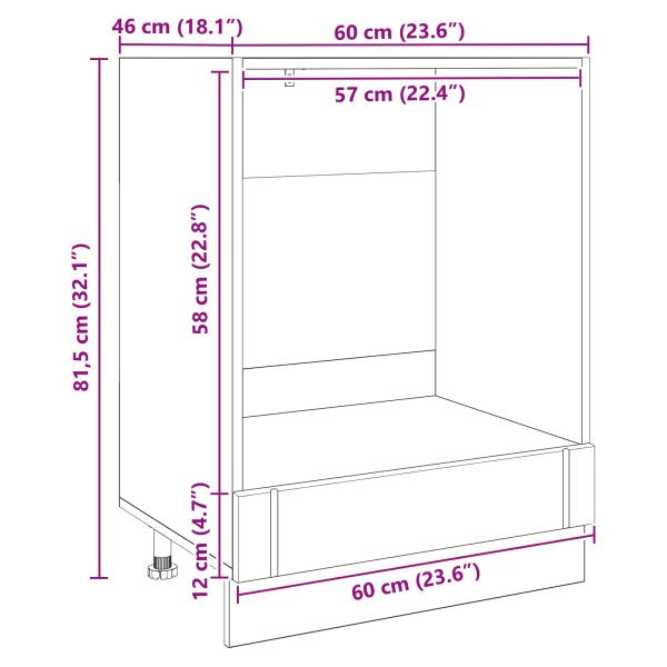 Küchenschrank Schwarz Eichen-Optik 60 x 46 x 81,5 cm