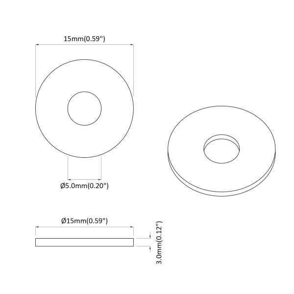geeignet für Flachscheiben 36000 pcs Schwarz 15 x 4 x 3 mm