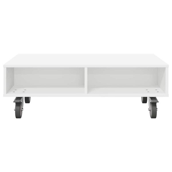 Beistelltisch mit Rädern Weiß 90 x 50 x 30 cm Holzwerkstoff