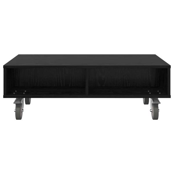 Beistelltisch mit Rädern Schwarz Eichen-Optik 90 x 50 x 30 cm