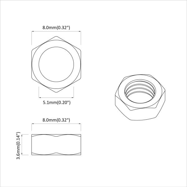 Sechskantmuttern 23377 pcs Silber Eisen
