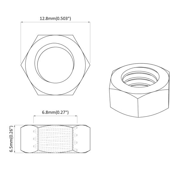 Sechskant-Eichelmuttern 3913 pcs Silber Eisen
