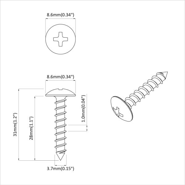 Holzschraube 8182 pcs Silber 8,8 x 31 mm Eisen