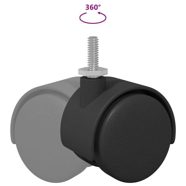 Rollen 12 pcs Schwarz 40,1 x 40,1 x 37,8 mm PP und Eisen