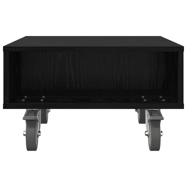 Beistelltisch mit Rädern Schwarz Eichen-Optik 50 x 50 x 30 cm