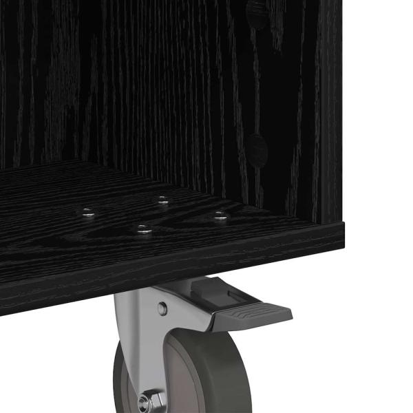 Beistelltisch mit Rädern Schwarz Eichen-Optik 50 x 50 x 30 cm