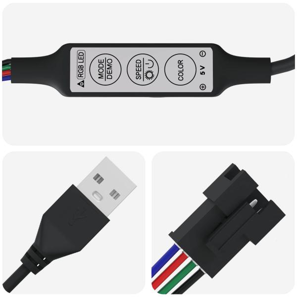 LED Streifen 4 pcs Schwarz und Transparent 35 x 0,8 x 0,3 cm