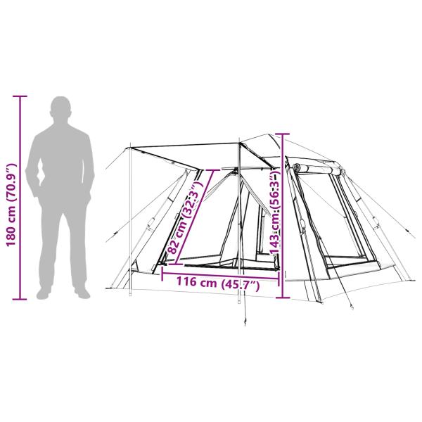 Sofort-Zelt mit Regenhaube für 3 Personen, schnell abnehmbar