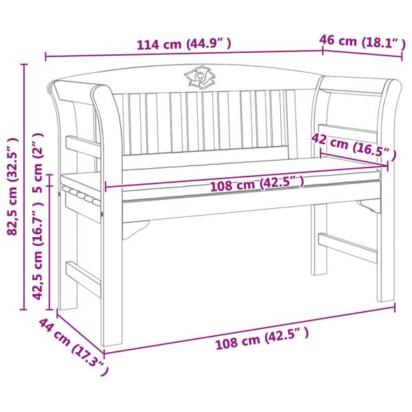 Bank Natürlicher Ölfinish 114 x 46 x 82,5 cm Massivholz Akazie