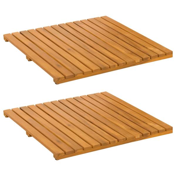 Badematte 2 stk. Natur 50 x 50 cm Massivholz Akazie