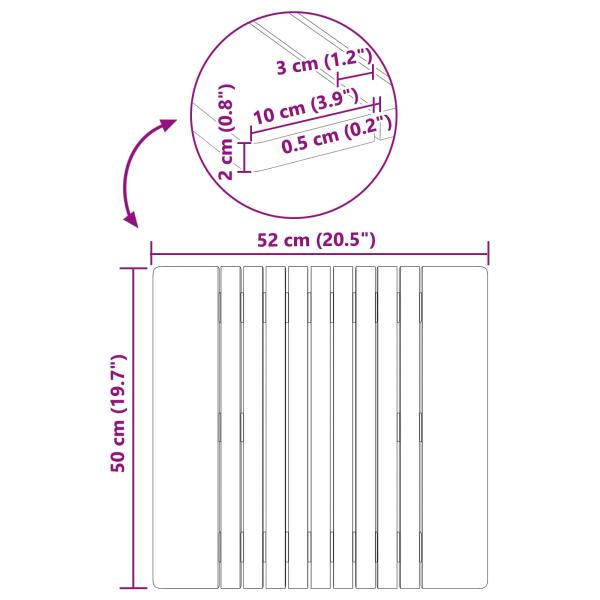 Badematte Uni Braun 59 x 40 cm Holz