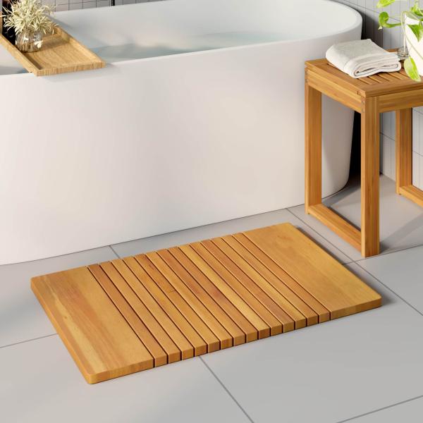 ARDEBO.de - Badematte Uni Braun 59 x 40 cm Holz