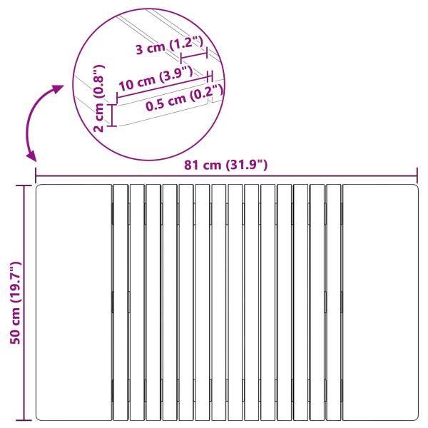 Badematte Uni Braun 59 x 40 cm Holz