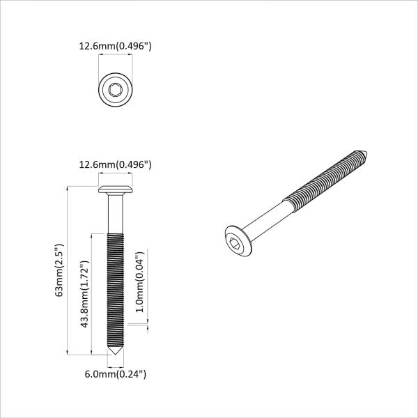 Schraube 1600 pcs Silber M6 x 60 mm Stahl