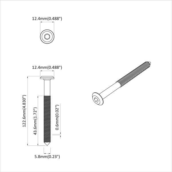 Schraube 800 pcs Silber M6 x 120 mm Stahl