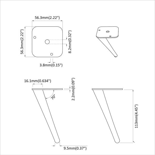 Standfüße 12 pcs Schwarz 56 x 56 x 100 mm Eisen