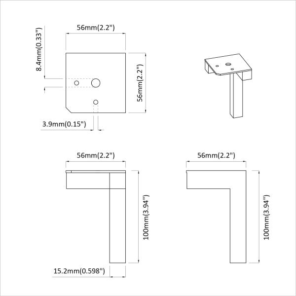 Standfüße 12 pcs Schwarz 57 x 57 x 100 mm Eisen