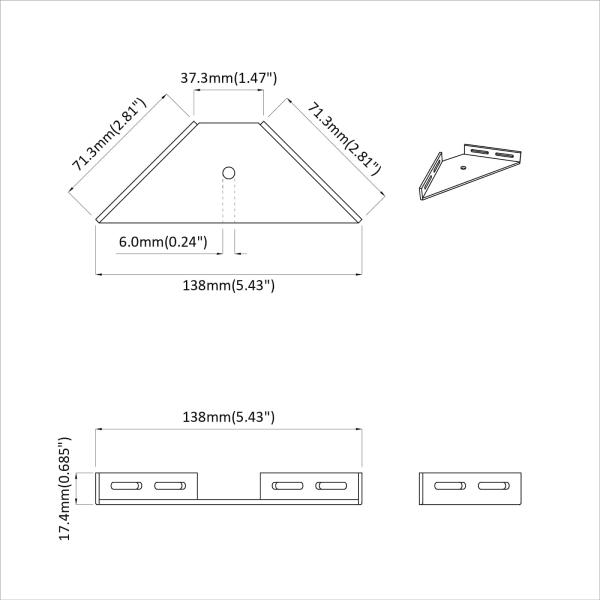 Eckhalter 12 pcs Schwarz 138,5 x 50,5 x 16 mm Eisen