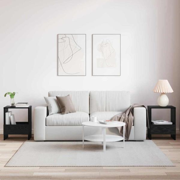 Magazinregal 2 pcs Schwarz Eichen-Optik 35 x 30 x 45 cm