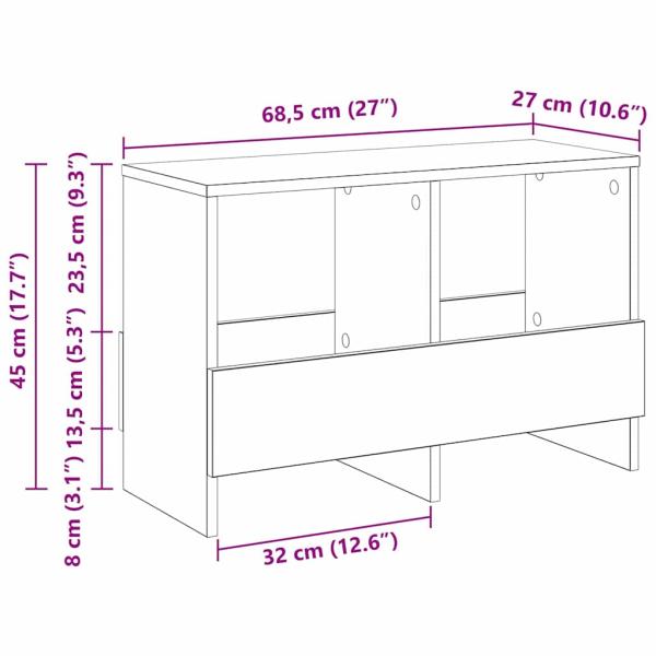Magazinregal Schwarz Eichen-Optik 68,5 x 30 x 45 cm