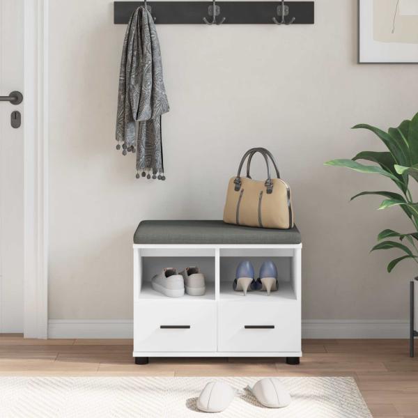 Flurbank Weiß 60 x 38 x 46 cm Spanplatte und Polsterstoff