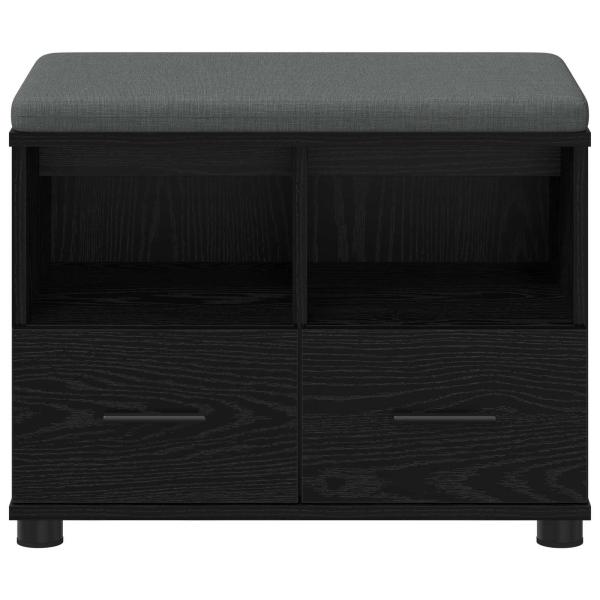 Flurbank mit Kissen Schwarz Eichen-Optik 60 x 38 x 46 cm