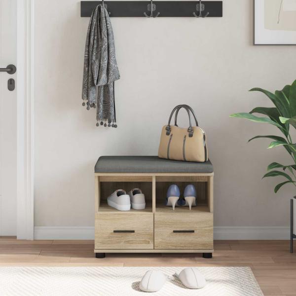 Flurbank mit Kissen mit Schubladen Sonoma-Eiche 60 x 38 x 46 cm